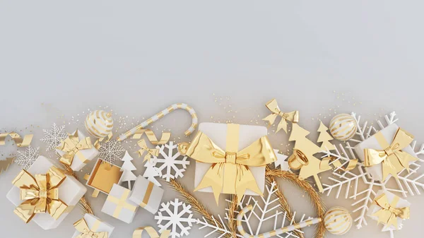 Golden gift box festival celebration,golden christmas gift box on a white background,3D rendering
