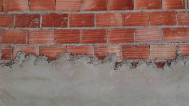 Betonlu tuğla duvar. Yapı konsepti, doku.