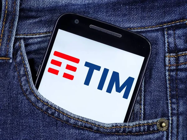 Akıllı Telefon Ekranında Tim Logosu Var Tim Telekom Italia Mobile Telifsiz Stok Imajlar