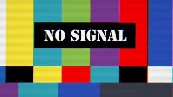 Nessun Segnale Color Glitch Rumore Statico Pixel Dello Schermo Glitch — Video Stock