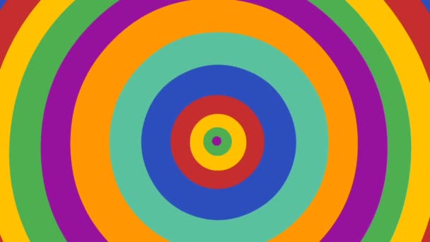 Цикл Анимации Психоделических Концентрических Цветных Кругов Мультяшным Стилем — стоковое видео