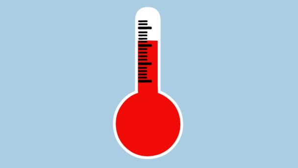 加熱を表すためにアニメーションフラットイラスト温度計 ゆっくりと — ストック動画
