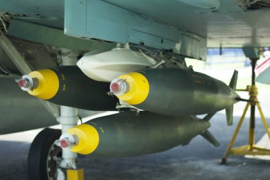 Military round old missile of an old jet fighter airplane