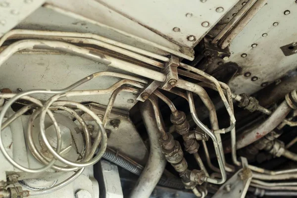 Intérieur Salle Des Roues Vieil Avion Chasse Réaction — Photo