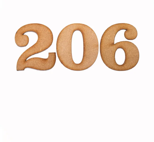 Liczba 206 Drewnie Izolowana Białym Tle — Zdjęcie stockowe