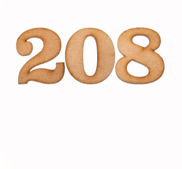 Number 208 Wood Isolated White Background — Stock Photo, Image