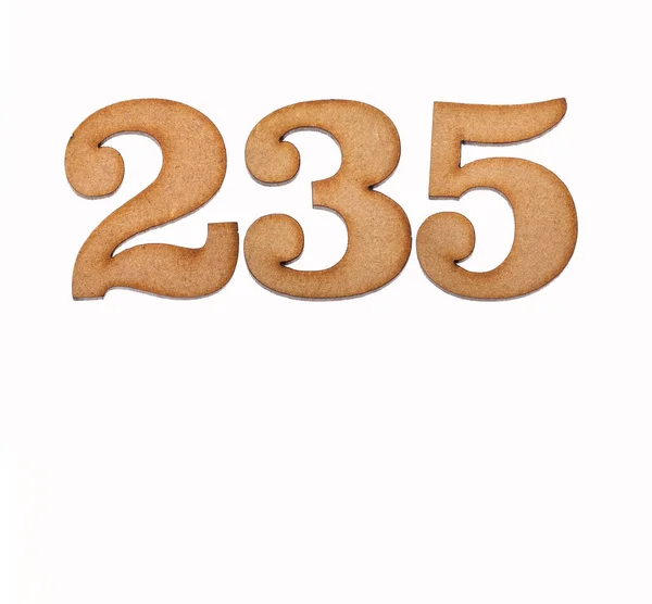 Numer 235 Kawałek Drewna Izolowany Białym Tle — Zdjęcie stockowe