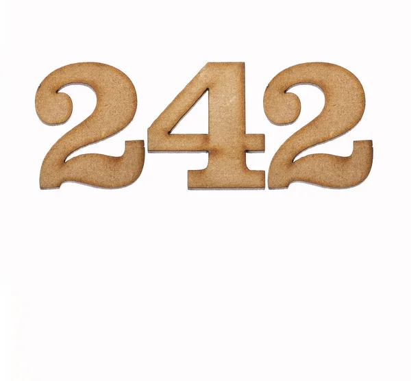 Nummer 242 Aus Holz Isoliert Auf Weißem Hintergrund — Stockfoto