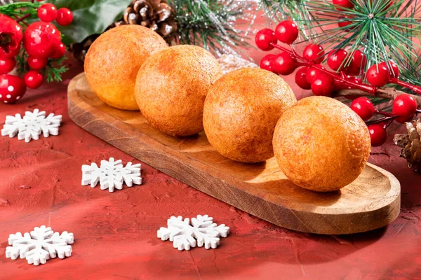 Bunuelos Colombian Christmas Cuisine Deep Fried Cheese Bread — Stock Photo, Image