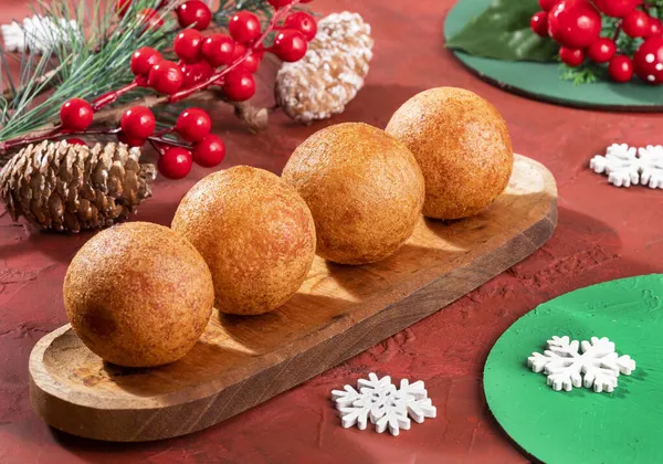 Bunuelos Colombian Christmas Cuisine Deep Fried Cheese Bread — Stock Photo, Image