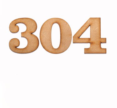 Tahta 304 numara, beyaz arka planda izole edilmiş.