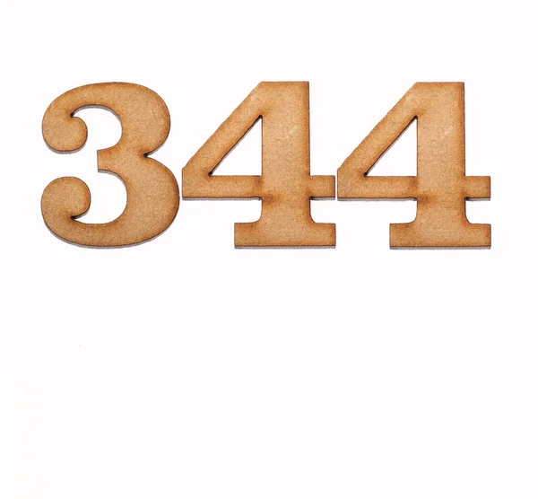 Numer 344 Drewnie Izolowany Białym Tle — Zdjęcie stockowe