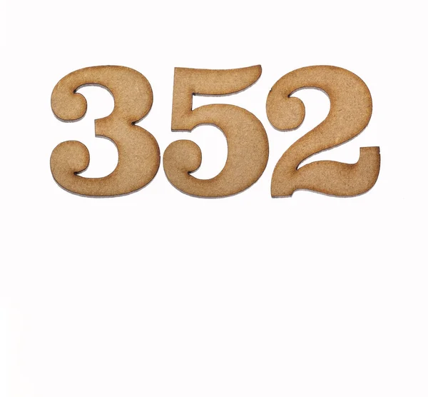 Número 352 Madeira Isolado Sobre Fundo Branco — Fotografia de Stock
