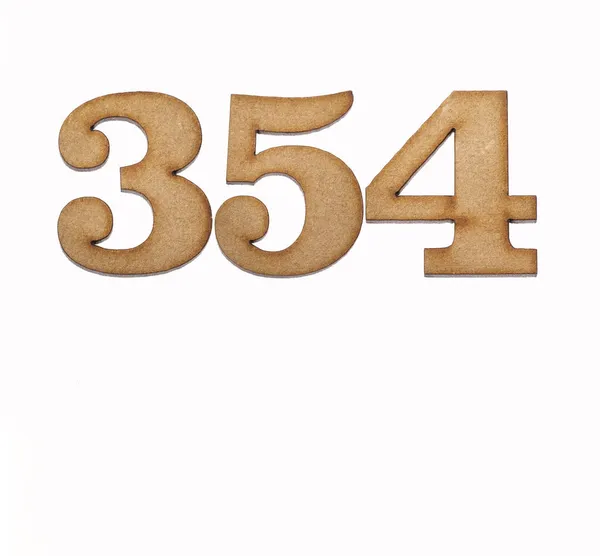 Number 354 Wood Isolated White Background — Stock Photo, Image