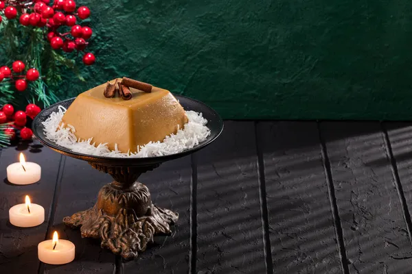 Natilla Traditionelles Kolumbianisches Essen Weihnachtsstimmung Kerzen — Stockfoto