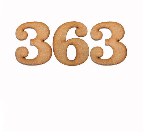 Número 363 Pedaço Madeira Isolado Sobre Fundo Branco — Fotografia de Stock