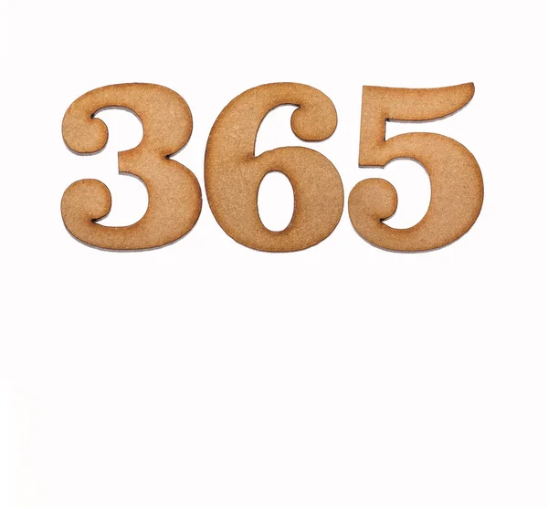 Number 365 Piece Wood Isolated White Background — Stock Photo, Image