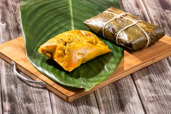 Läckra Ångkokta Tamales Traditionell Colombiansk Mat — Stockfoto