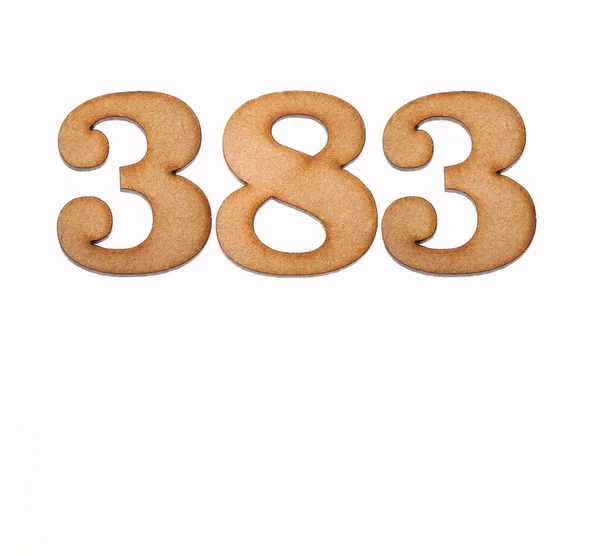 Number 383 Piece Wood Isolated White Background — Stock Photo, Image