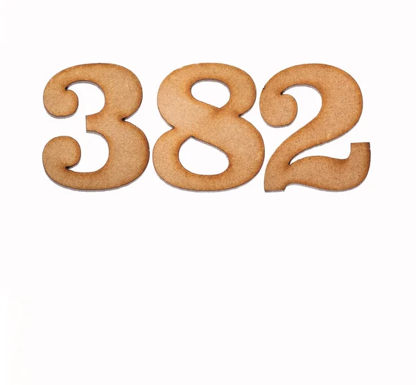 Number 382 Wood Isolated White Background — Stock Photo, Image