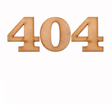 Tahta 404 numara, beyaz arka planda izole edilmiş.