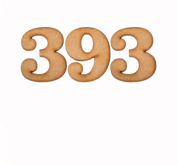 Number 393 Piece Wood Isolated White Background — Stock Photo, Image