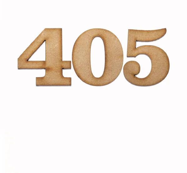 Number 405 Piece Wood Isolated White Background — Fotografia de Stock