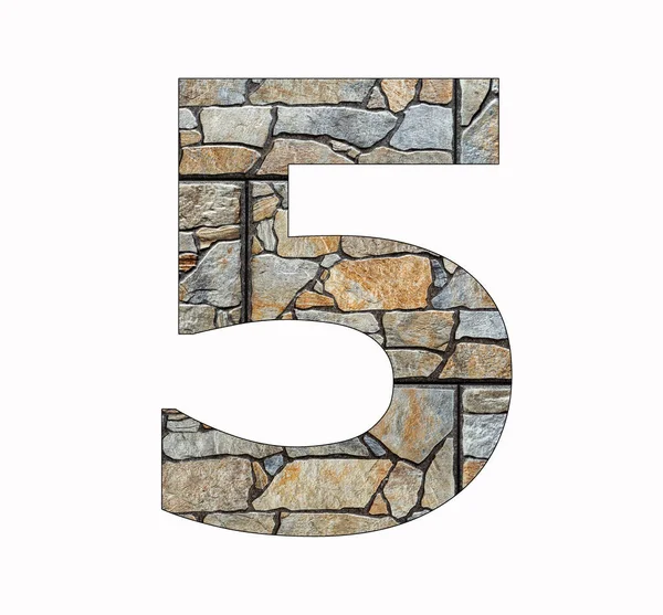 Número Cinco Dígitos Sobre Fondo Piedra Rústica —  Fotos de Stock