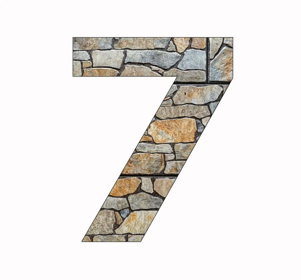 Number Seven Digit Rustic Stone Background — Stock Photo, Image