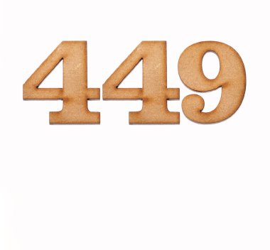 449 numara - Beyaz arkaplanda izole edilmiş bir tahta parçası