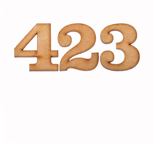 Number 423 Piece Wood Isolated White Background — Stock Photo, Image