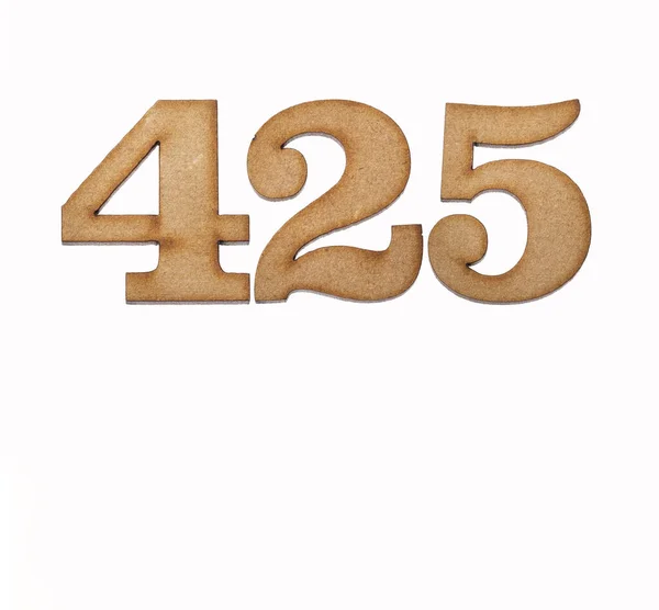 Number 425 Piece Wood Isolated White Background — Stock Photo, Image