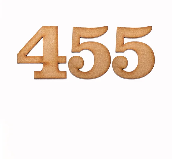 Numer 455 Kawałek Drewna Izolowany Białym Tle — Zdjęcie stockowe