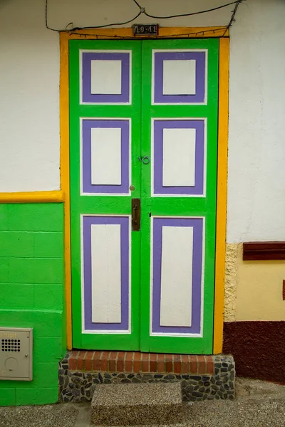 Colombian Colonial House Wooden Door Colonial Style — Stock Photo, Image