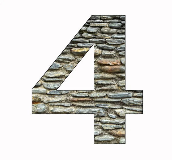 Nummer Vier Cijfers Rustieke Stenen Achtergrond — Stockfoto