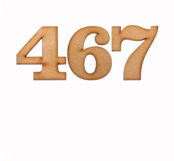 Number 467 Piece Wood Isolated White Background — 图库照片