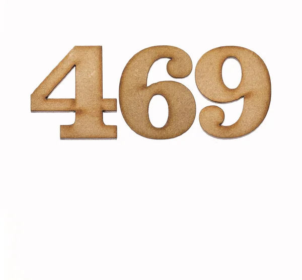 Número 469 Pedaço Madeira Isolado Sobre Fundo Branco — Fotografia de Stock