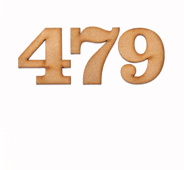 Número 479 Pedaço Madeira Isolado Sobre Fundo Branco — Fotografia de Stock