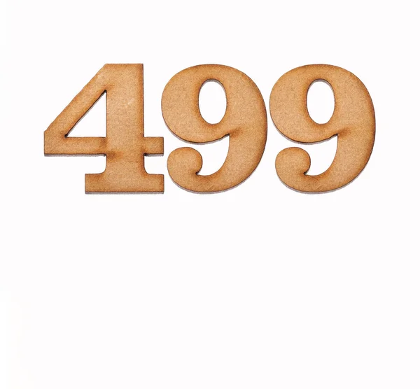 Numer 499 Kawałek Drewna Izolowany Białym Tle — Zdjęcie stockowe