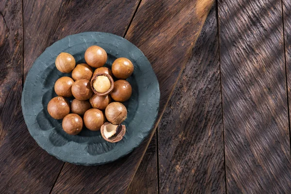 Biologische Macadamia Nüsse Der Schüssel Macadamia Integrifolia — Stockfoto