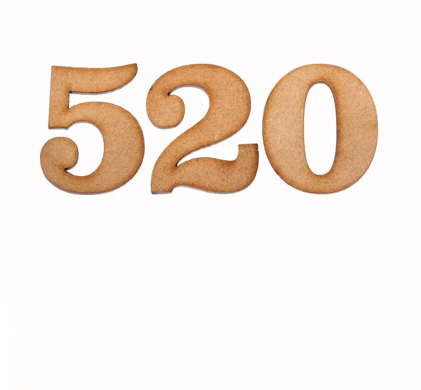 Numer 520 Kawałek Drewna Izolowany Białym Tle — Zdjęcie stockowe