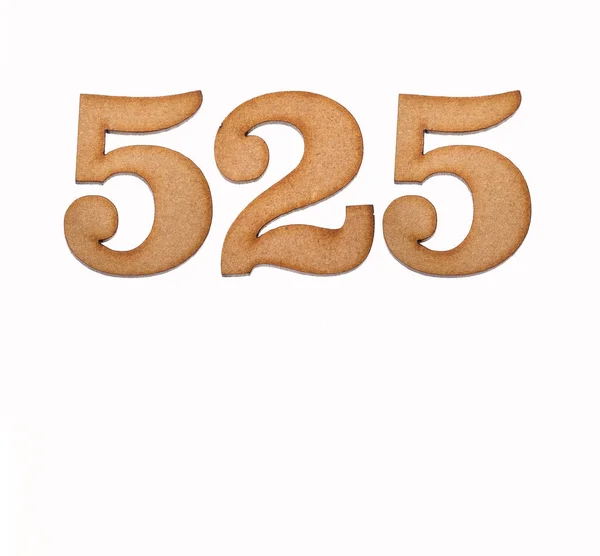 Número 525 Madeira Isolado Sobre Fundo Branco — Fotografia de Stock