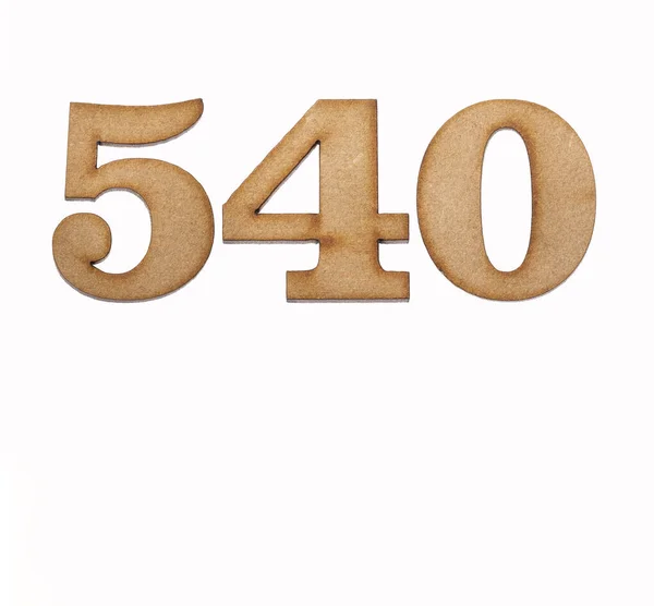 Número 540 Pedaço Madeira Isolado Sobre Fundo Branco — Fotografia de Stock