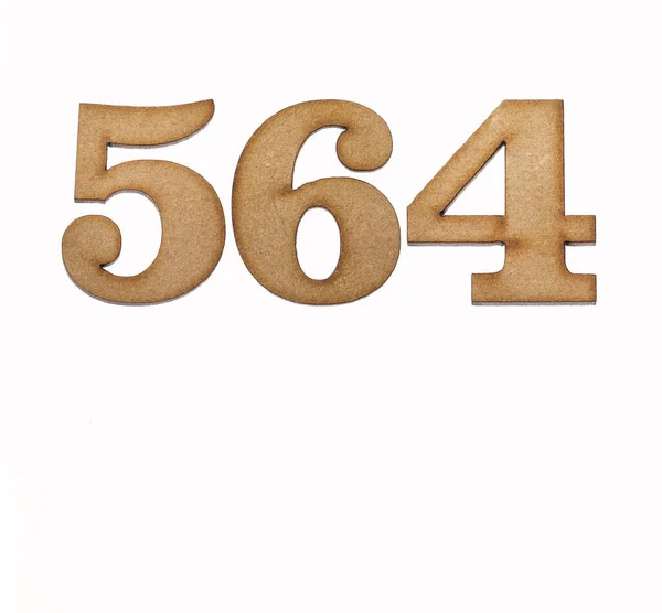 Número 564 Pedaço Madeira Isolado Sobre Fundo Branco — Fotografia de Stock