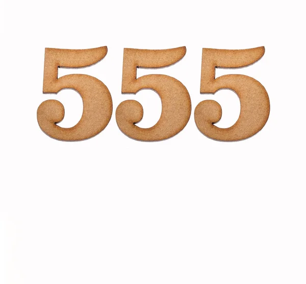 Número 555 Madeira Isolado Sobre Fundo Branco — Fotografia de Stock