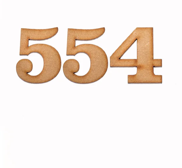 Number 554 Piece Wood Isolated White Background — Stock Photo, Image