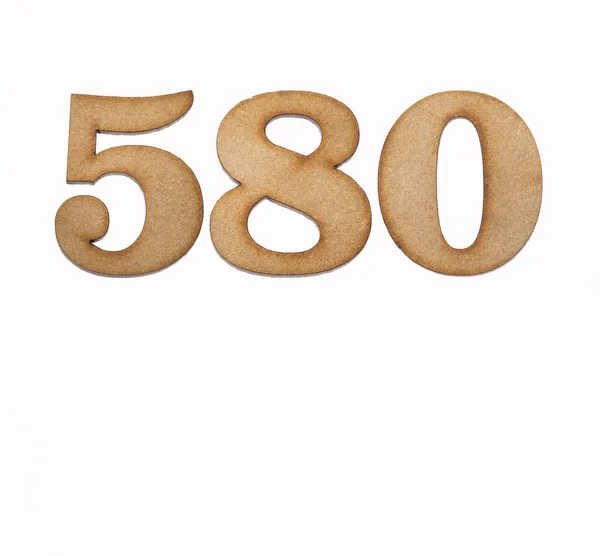 Numer 580 Kawałek Drewna Izolowany Białym Tle — Zdjęcie stockowe