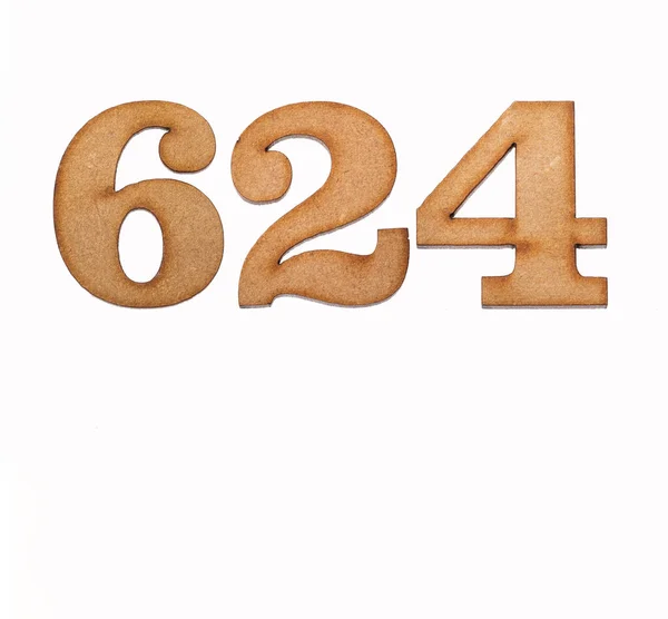 Number 624 Piece Wood Isolated White Background — Stock Photo, Image