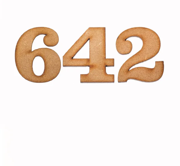 Number 642 Piece Wood Isolated White Background — Stock Photo, Image