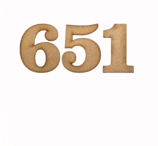 Number 651 Wood Isolated White Background — Stock Photo, Image